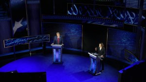 Donald Trump and Kamala Harris participate in a debate