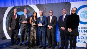 Global Leadership Honorees accepting their awards on stage