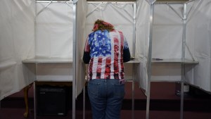 a woman votes in US election