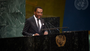 Judge Chile Eboe-Osuji addresses the General Assembly meeting on the ICC at the United Nations.