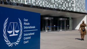 An exterior view of the International Criminal Court in The Hague, Netherlands.