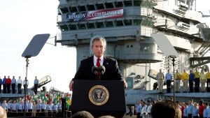 President Bush declares the end of major combat in Iraq 