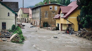 Flooded street in the town of Nysa, southwestern Poland