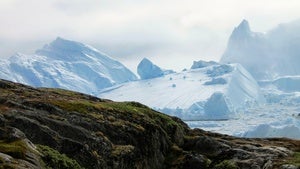 Rocky ridge and glaciers