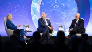 Jane Harman, Edward Luce, and Ian Brzezinski on the Council stage.