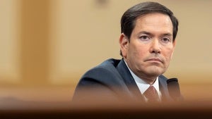Marco Rubio listens during a hearing of the House Committee on Foreign Affairs on Capitol Hill on May 21, 2025.