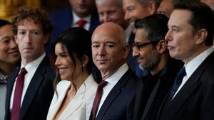 Guests including Mark Zuckerberg, Jeff Bezos, Sundar Pichai and Elon Musk arrive at Trump's inauguration