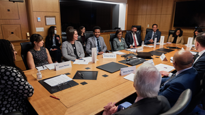 Members of the Emerging Leaders Class of 2022 participate in a roundtable with Bonnie Jenkins in Washington DC.