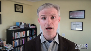 Paul Poast speaks via a video call