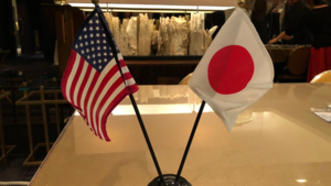  The American and Japanese flags. 