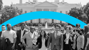 Group of Emerging Leaders standing outside the White House.