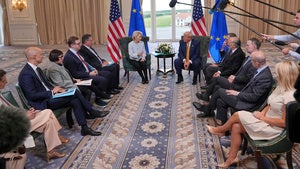 President Donald Trump meets European Commission President Ursula von der Leyen