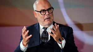 Estonian President Alar Karis speaks during a panel at the Bled Strategic Forum in Bled, Slovenia on September 2, 2025.
