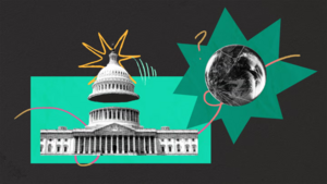 A collage of the US Capitol and the moon