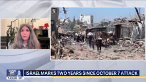Cécile Shea appears via video on Fox 32