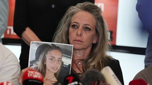 Keren, mother of Mia Schem and representatives of the families of the abducted and missing persons held by Hamas militants in Gaza hold a press conference following the release of a video by Hamas, in which the 21-year-old Israeli woman is seen.
