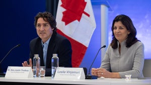 Former Prime Minister of Canada Justin Trudeau with Council CEO Leslie Vinjamuri