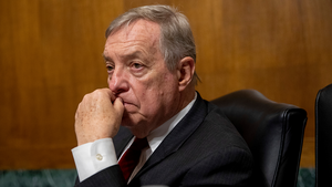 Senator Durbin sitting in a Senate Judiciary Hearing on Capitol Hill in Washington on July 14, 2021.