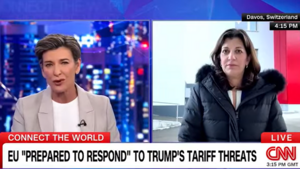 Leslie Vinjamuri is interviewed from Davos