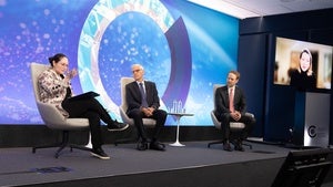 Karla Ruth Orozco Toledano, Julián Ventura, Oliver Stuenkel, and Margaret Myers on the Council stage.