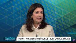 Leslie Vinjamuri appears in the Bloomberg studio