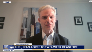 Paul Poast speaks via a video call