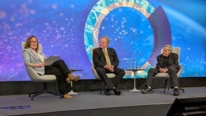 Speakers on the Council's stage