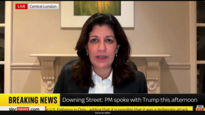 Leslie Vinjamuri appears on Sky News via video