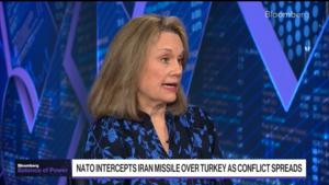 Julianne Smith speaks in the Bloomberg studio