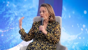 Distinguished Nonresident Fellow Julianne Smith speaking on the Council's stage