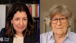 Two people talking over a virtual call