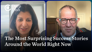 Two people talking on screen during video call