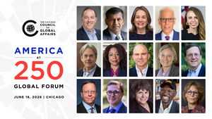 America at 250 Global Forum logo and speaker collage