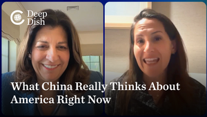 Screenshot of two people speaking over a virtual call