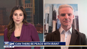 Paul Poast speaks with a Fox 32 anchor