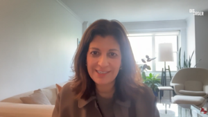 Leslie Vinjamuri speaks via video