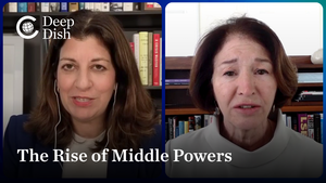 A screenshot of two people talking on a virtual call