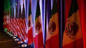 Canadian, American, and Mexican flags
