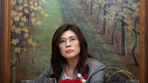 Cheng Li-wun speaks to reporters in Washington, DC