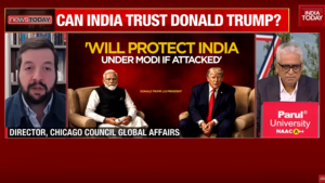 Craig Kafura speaks on India Today alongside graphics