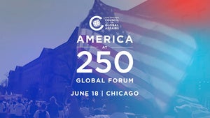 An image of the American flag with America at 250 Global Forum overlaid