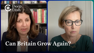 Leslie Vinjamuri and Gillian Tett speaking over video call for the Deep Dish on Global Affairs podcast.