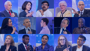 Collage of event speakers