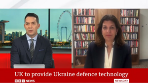 Leslie Vinjamuri speaks with a BBC presenter