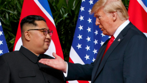 President Donald Trump meets with Kim Jong Un on June 12, 2018: Trump said earlier this week the U.S. would scale down its annual military exercises with South Korea in deference to his “very good relationship” with the North Korean leader.