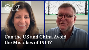 Screenshot of two people speaking on screen