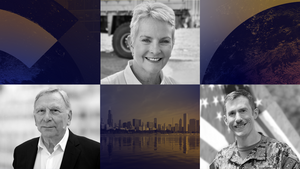 Headshots of global leadership awards recipients on collage