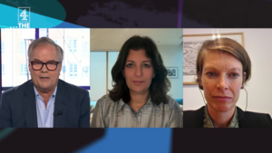 Screenshot of three people on a virtual call