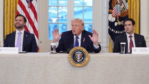 JD Vance, Donald Trump, and Marco Rubio in the East Room of the White House