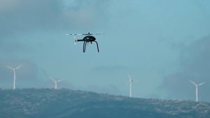 A drone flies in a live-fire exercise near the northeastern city of Alexandroupolis, Greece, testing domestically-developed drones and counter-drone systems as part of NATO's modernization efforts on Friday, Nov. 14, 2025. 